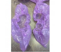 Бахилы полиэтиленовые фиолетовые с двойной резинкой (5.3 гр.) 53 мкм (микрон)