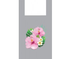 Пакет ПЭ типа "майка" 28+14х55 (35) - ПВД (серый) по 750 (Цветы)