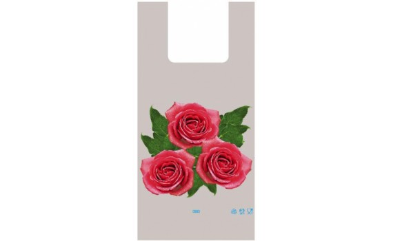 Пакет ПЭ типа "майка" 28+14х55 (35) - ПВД (серый) по 750 (3 Розы)