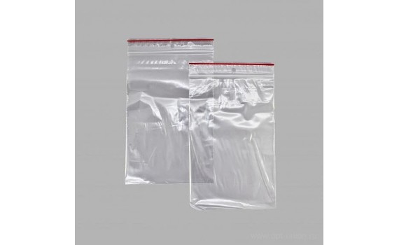 Пакет Zip Lock 8х12 35 мкм (с красной полосой) (00157)